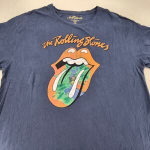 The Rolling Stones Short Sleeve Band Crew Neck Shirt Mens Size 2XL Blue Multi